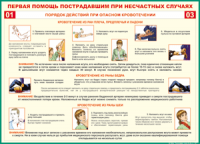 Таблица "Порядок действий при опасном кровотечении" (100х140 сантиметров, винил) - fgospostavki.ru - Южно-Сахалинск