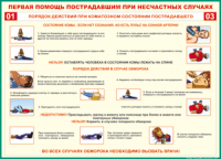 Таблица "Порядок действий при коматозном состоянии пострадавшего" (100х140 сантиметров, винил) - fgospostavki.ru - Южно-Сахалинск