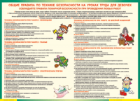 Таблица "Правила безопасности на уроках труда для девочек" (100х140 сантиметров, винил) - fgospostavki.ru - Южно-Сахалинск