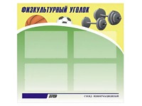 Стенд информационный "Физкультурный уголок" (80х75 сантиметров, 4 кармана, алюминиевый профиль) - fgospostavki.ru - Южно-Сахалинск