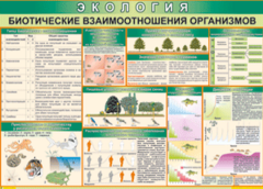 Таблица "Биотические взаимоотношения организмов" (100х140 сантиметров, винил) - fgospostavki.ru - Южно-Сахалинск