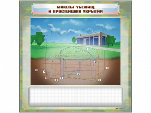 Магнитно-маркерная доска "Макеты убежищ и простейших укрытий" с комплектом фолий и тематических магнитов - fgospostavki.ru - Южно-Сахалинск