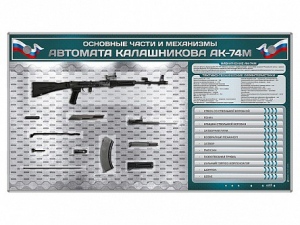 Электрифицированный стенд "Основные части и механизмы автомата Калашникова АК-74М" с полноразмерными, оригинальными макетами деталей и механизмов под стеклом - fgospostavki.ru - Южно-Сахалинск