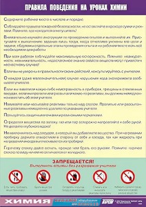 Таблица демонстрационная "Правила поведения на уроках химии" (винил 70х100) - fgospostavki.ru - Южно-Сахалинск