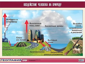 Таблица демонстрационная "Воздействие человека на природу" (винил 70*100) - fgospostavki.ru - Южно-Сахалинск