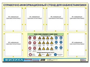 Стенд информационный "Правила техники безопасности в кабинете физики" (80х110, 6 карманов) - fgospostavki.ru - Южно-Сахалинск