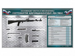 Электрифицированный стенд "Основные части и механизмы автомата Калашникова АК-74М" с полноразмерными, оригинальными макетами деталей и механизмов под стеклом - fgospostavki.ru - Южно-Сахалинск