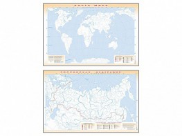 Фрагмент (демонстрационный) маркерный (двухсторонний) "Карта мира и Российской Федерации" (немая) с комплектом тематических магнитов - fgospostavki.ru - Южно-Сахалинск