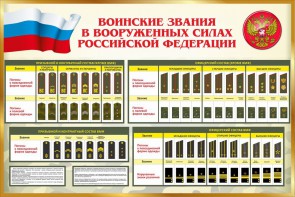 Стенд "Воинские звания в вооруженных силах РФ" - fgospostavki.ru - Южно-Сахалинск