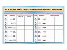 Фрагмент (демонстрационный) маркерный (двухсторонний) "Склонение имен существительных и прилагательных" - fgospostavki.ru - Южно-Сахалинск